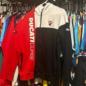 Ducati Corse Men's Black and Red Zip-Up Sweater